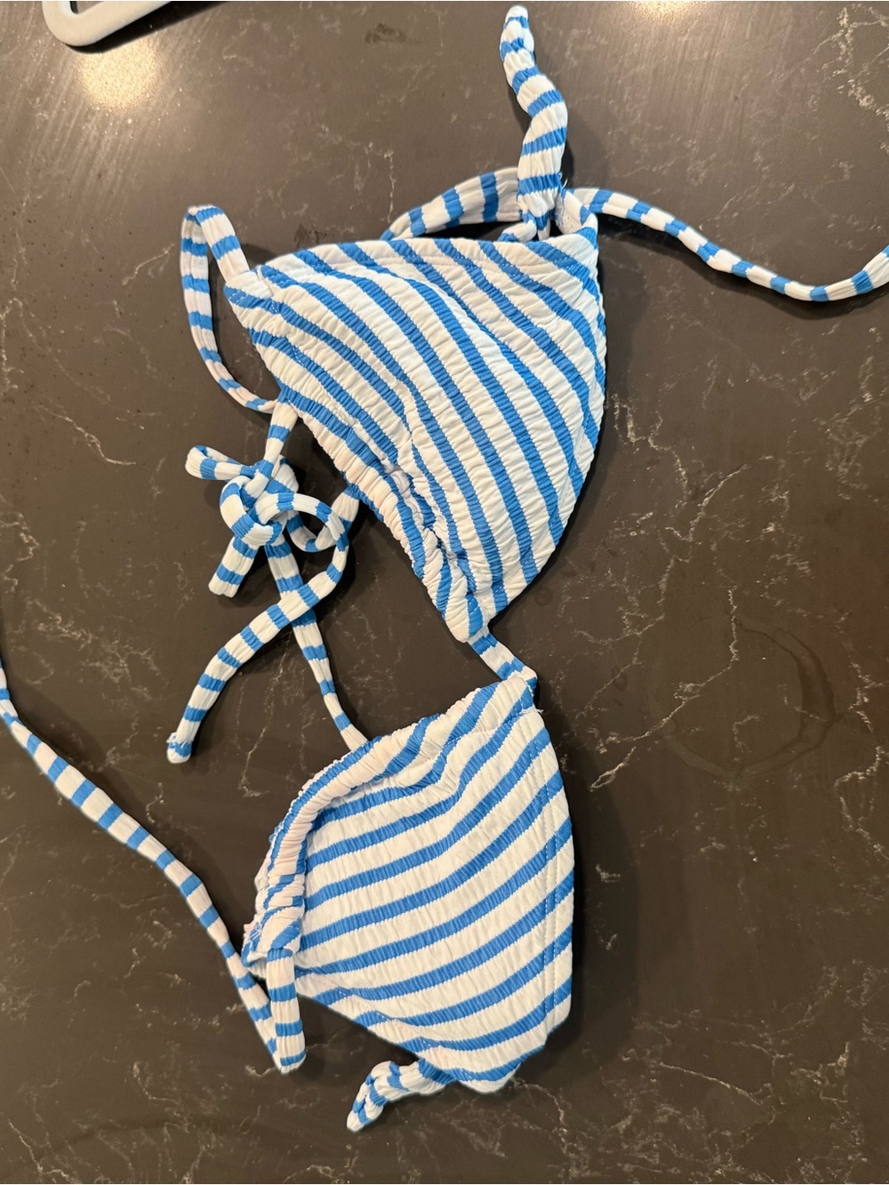 Target Blue and White Striped Triangle Bikini Top